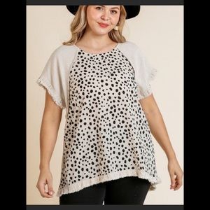 BOUTIQUE UMGEE DALMATIAN PRINT SHORT SLEEVE TOP